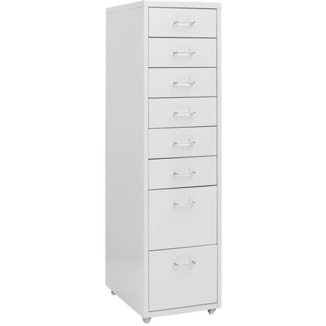Vidaxl – Caisson mobile en métal 28x41x109 cm – 8 tiroirs avec étiquettes – Facile à déplacer avec 4 roues – Design moderne pour bureau