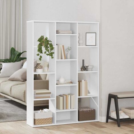 Vidaxl – Cloison amovible blanche 100x24x140 cm – Bois d’ingénierie – 13 compartiments pour rangement et affichage – Facile à assembler