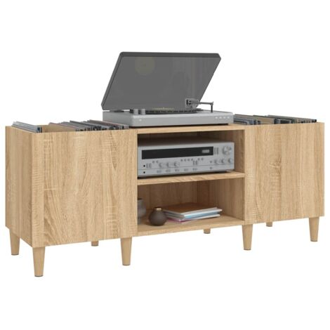 Armoire à Disques Vinyle VidaXL - Support Tourne-Disque En Bois D'Ingénierie Chêne Sonoma | 85x38x48 Cm
