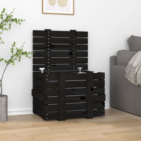 Boîte de rangement Noir 58x40,5x42 cm Bois massif de pin vidaXL