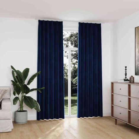 Rideaux occultants et crochet 2pcs Velours Bleu foncé 140x245cm vidaXL