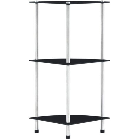 Étagère 3 niveaux Noir 30x30x67 cm Verre trempé vidaXL