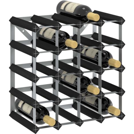 Casier à bouteilles pour 20 bouteilles Noir Bois de pin solide vidaXL