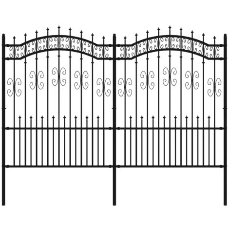 Vidaxl – Clôture de jardin en acier thermolaqué noire 240 x 150 cm – Panneaux avec dessus en forme de lance – Matériaux de montage inclus