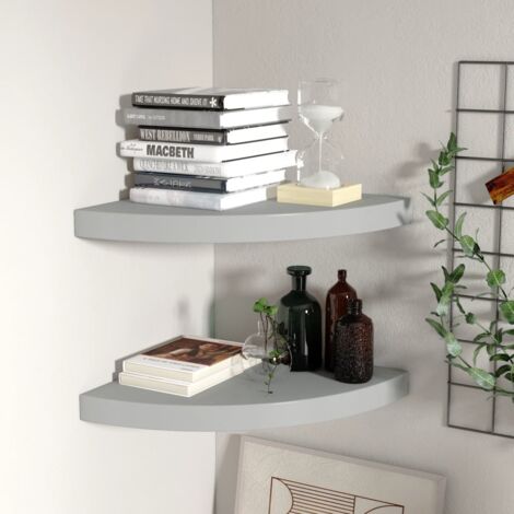 vidaXL Floating Corner Shelves 2 pcs Grey 35x35x3,8 cm MDF