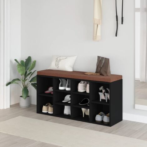 Furniture Limited - Banc à chaussures Noir 103x30x48 cm Bois (1/5)