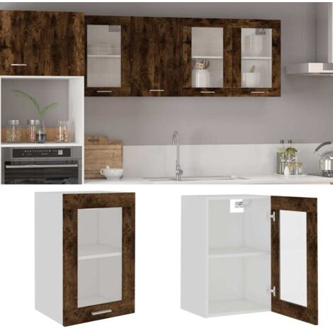 vidaXL Hanging Glass Cabinet "Lyon" Smoked Oak 40x31x60 cm Engineered Wood