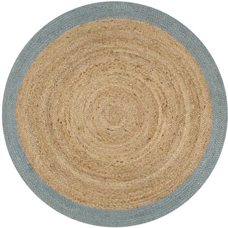 Tapis fait à la main Jute avec bord vert olive 120 cm vidaXL