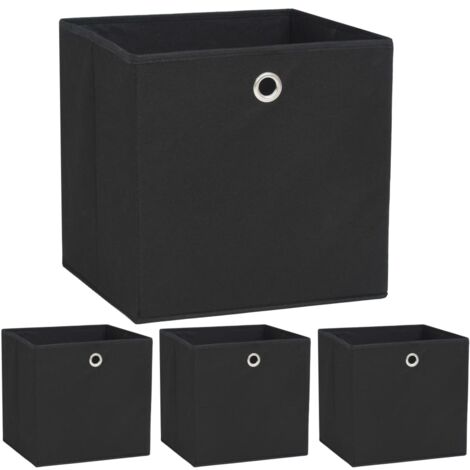 Vidaxl – Boîte de rangement lot de 4 – Tissu non-tissé noir – Dimensions 32x32x32 cm – Pliable avec œillet en métal