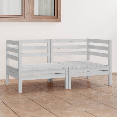 vidaXL Garden 2-Seater Sofa White Solid Pinewood (806583) (1/5)