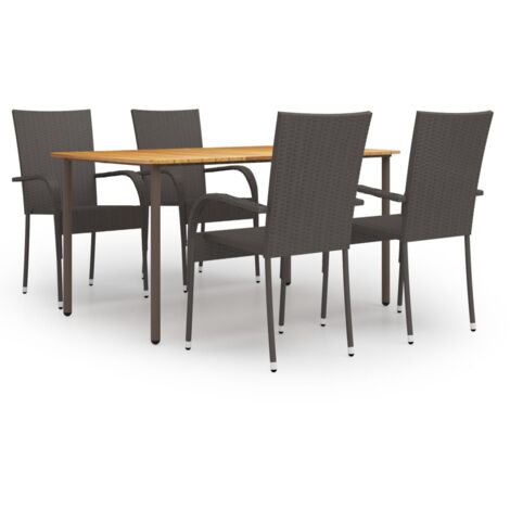 vidaXL 5 Piece Garden Dining Set Poly Rattan Brown (44234+310083) (1/5)
