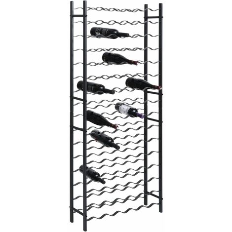 Vidaxl – Casier à bouteilles 96 bouteilles – Fer noir avec finition métal pulvérisé – Dimensions 64x22x157 cm – Empilable avec fixation murale