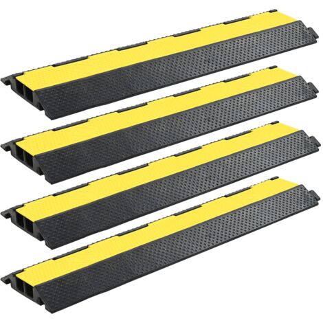 Vidaxl – Rampe de protection de câble 4 pcs – Caoutchouc jaune et noir – Longueur 101,5 cm – Double canal pour câbles jusqu'à 25 tonnes