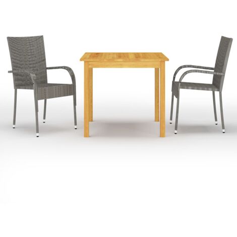 vidaXL 3 Piece Garden Dining Set Grey (147875+46464) (1/5)