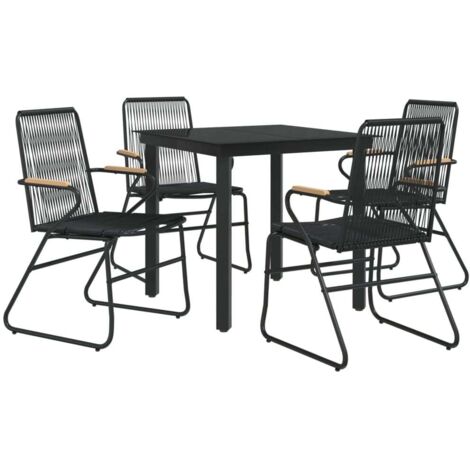 vidaXL 5 Piece Garden Dining Set Black PVC Rattan (1/5)