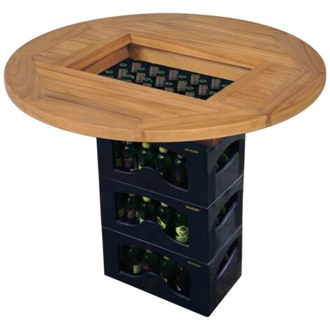 Vidaxl – Table de jardin en teck 70 cm – Transforme 2 caisses de bière en table – Résistante aux intempéries – Idéale pour balcon, camping, festival (1/5)