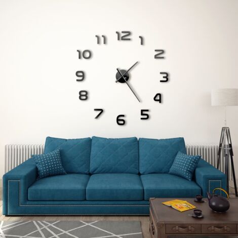 Vidaxl – Horloge murale 3D XXL 100 cm – Noir brillant – Matériau EAV – Aiguille des heures 23,5 cm – Aiguille des minutes 31,5 cm (1/5)