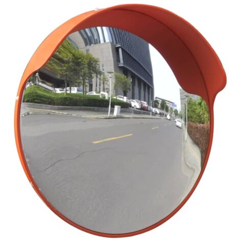 Vidaxl – Miroir de trafic convexe extérieur 45 cm – Plastique PC orange – Pare-soleil intégré – Support de montage inclus