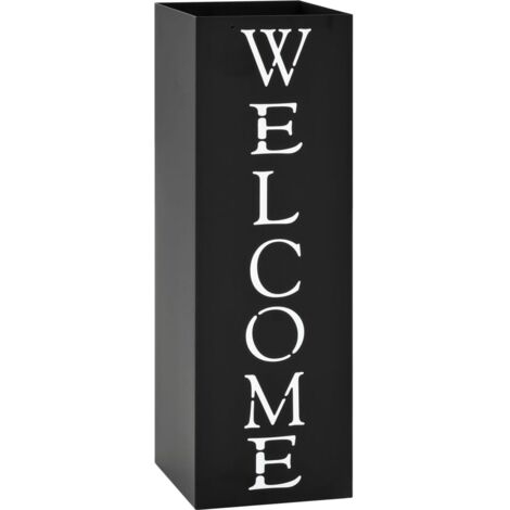 vidaXL Umbrella Stand Welcome Steel Black