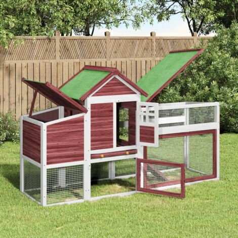 vidaXL Poulailler moka 186,5x58,5x113 cm bois massif de pin