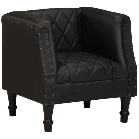 Chaise cabriolet Noir Cuir véritable de chèvre vidaXL