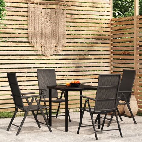 INLIFE Ensemble de salle à manger de jardin 5 pcs Noir (1/5)