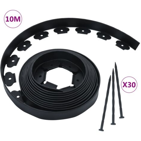 Vidaxl – Bordure de pelouse flexible 10 m – 30 piquets inclus – Hauteur 5 cm – Matériau PE résistant aux intempéries – Installation rapide (1/5)