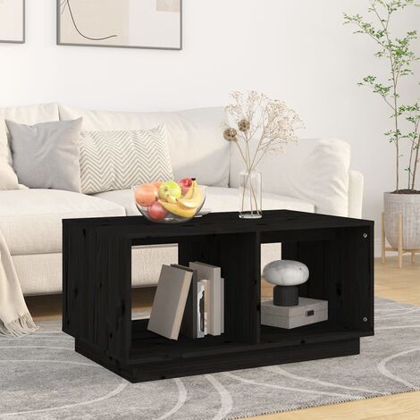 vidaXL Coffee Table Black 80x50x40 cm Solid Wood Pine (1/5)