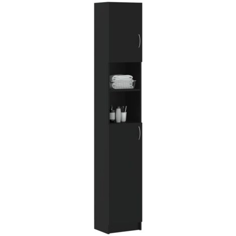 Armoire de salle de bain Noir 32x25,5x190 cm Aggloméré