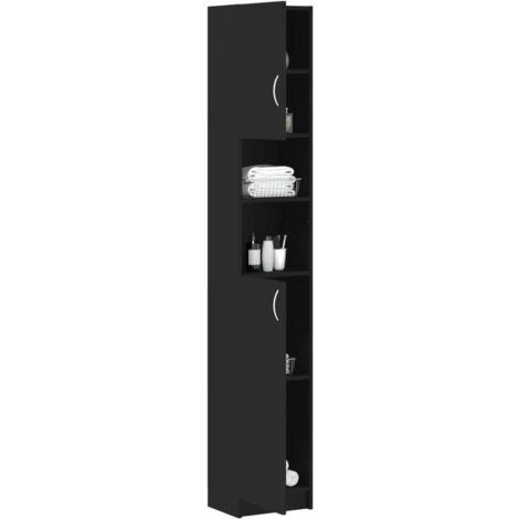 Armoire de salle de bain Noir 32x25,5x190 cm Aggloméré