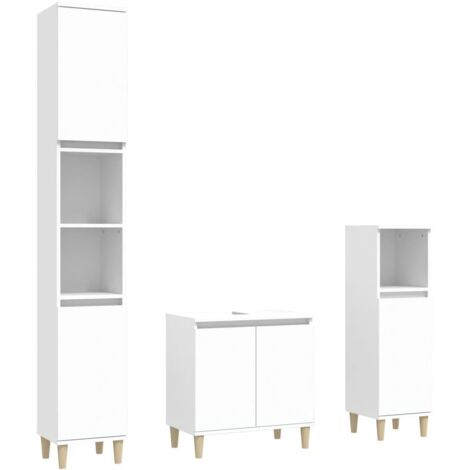 vidaXL 3 Piece Bathroom Furniture Set White Engineered Wood (1/5)