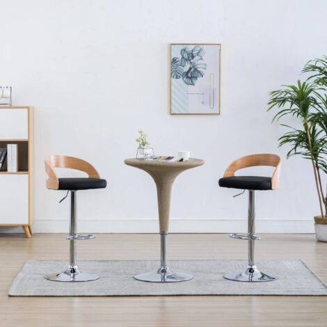 vidaXL Bar Stools 2 pcs Black Faux Leather and Bentwood (1/5)