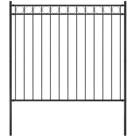 Vidaxl – Clôture de jardin en acier 1,81 x 1,5 m – Couleur noire – Acier enduit de poudre – Panneau avec poteaux inclus
