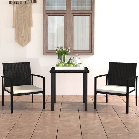 Ensemble à manger de jardin 3 pcs Résine tressée Noir vidaXL (1/5)