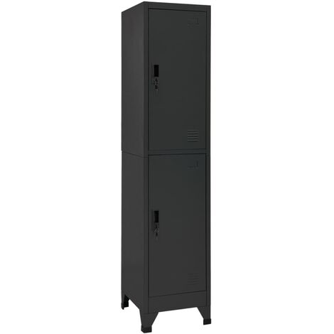 Vidaxl – Armoire à casiers anthracite 38x45x180 cm – Acier durable – 2 portes verrouillables avec orifices d'aération – Rangement sécurisé pour vêtements (1/6)