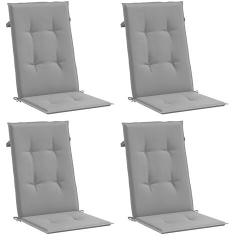 Coussins de chaise de jardin à dossier haut lot de 4 gris tissu vidaXL