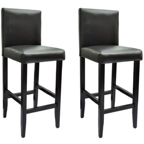 vidaXL Bar Stools 2 pcs Black Faux Leather (1/5)