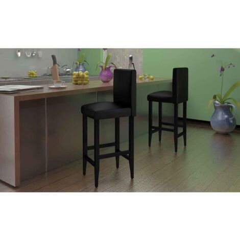 vidaXL Tabourets de bar lot de 4 noir similicuir (1/5)