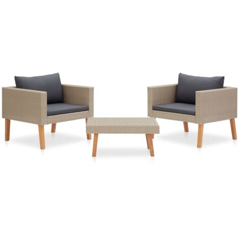 Vidaxl – Salon de jardin 3 places en résine tressée – Coussins épais – Cadre en acier résistant aux intempéries – Design moderne et léger (1/8)