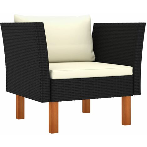 vidaXL Garden Sofa Poly Rattan and Solid Eucalyptus Wood (1/5)