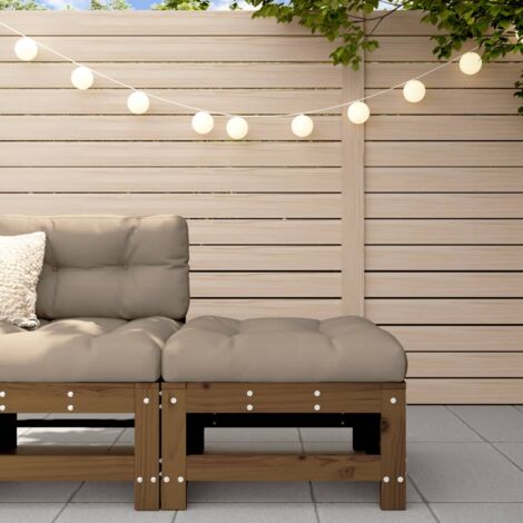 Repose-pied de jardin et coussin marron miel bois de pin massif vidaXL