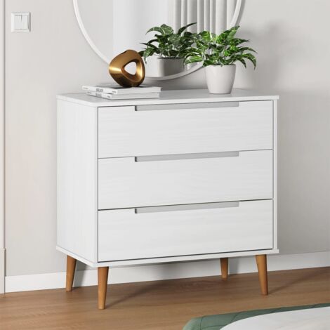 vidaXL Drawer Cabinet "MOLDE" White 80x40x80 cm Solid Wood Pine (1/5)
