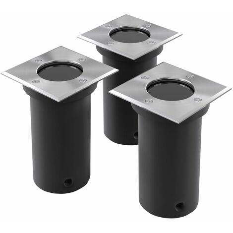 Vidaxl – Spot encastrable extérieur sol 3 pcs – IP67 – Alimentation 220-240V – Dimensions 10,8x10,8x15 cm – Couleur noir et argenté