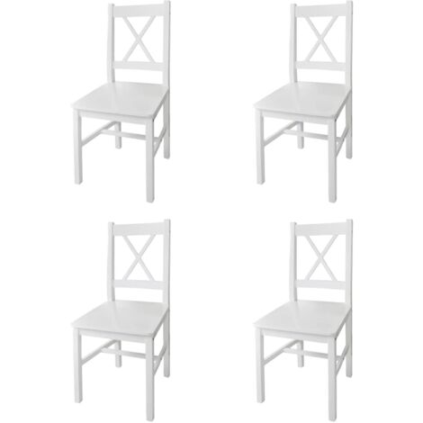 Vidaxl – Lot de 4 chaises à manger en pin blanc – Design ergonomique – Facile à nettoyer – Charge maximale 110 kg