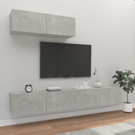 Ensemble de meubles TV 3 pcs Gris béton Bois d'ingénierie vidaXL