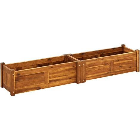 Vidaxl – Jardinière surélevée en bois d'acacia 150x30x25 cm – Design rectangulaire – Finition à l'huile pour couleur rustique – Fond en lattes pour drainage