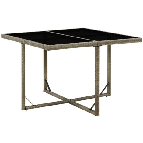 vidaXL Garden Table Grey 109x107x74 cm Poly Rattan and Glass