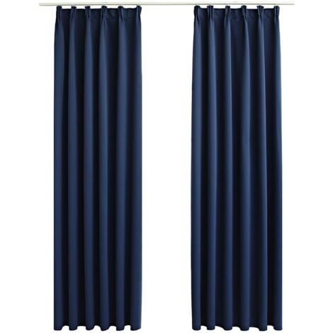 vidaXL Blackout Curtains with Hooks 2 pcs Blue 140x175 cm (1/6)