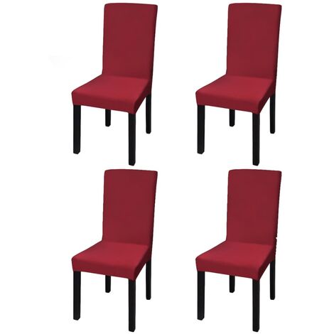 Housse de chaise droite extensible 4 pcs Bordeaux vidaXL