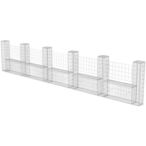 Vidaxl – Panier de gabion en forme de U 570x20x100 cm – Acier galvanisé antirouille – Construction rapide avec roches ou gravier – Murs de soutènement